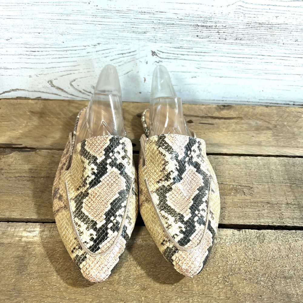 Madewell Leather Mules Faux Snakeskin Slides Shoes Size 10
